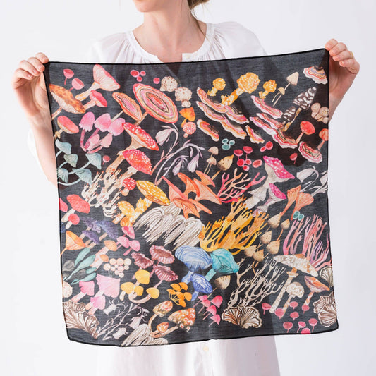 Betsy Olmsted Silk Cotton Bandana Mushroom Magic Black
