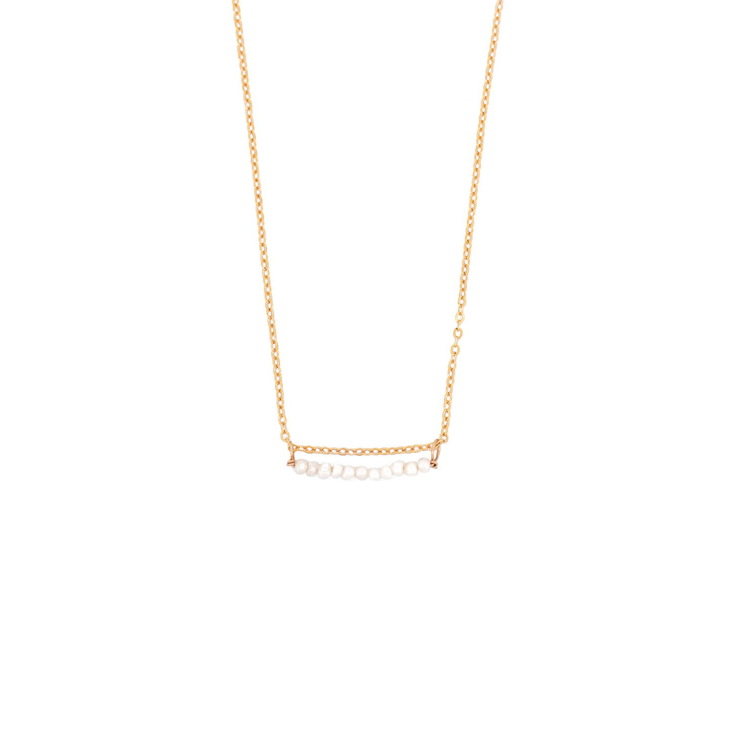 Tiny Pearl Bar Necklace • 14k Gold Fill