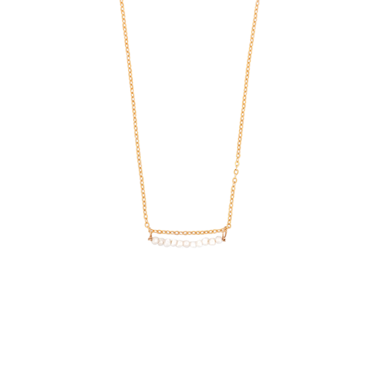 Tiny Pearl Bar Necklace • 14k Gold Fill