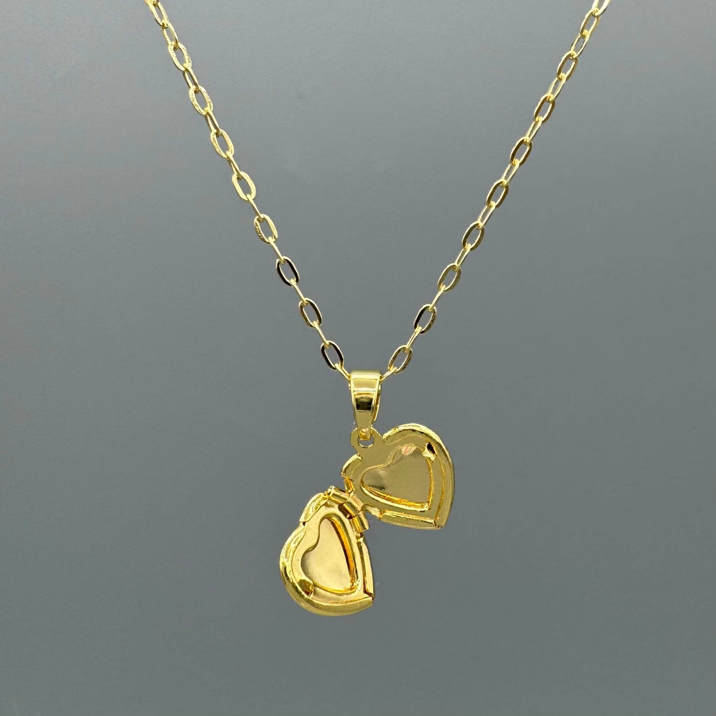 Tiny Heart Locket Necklace • Gold Fill