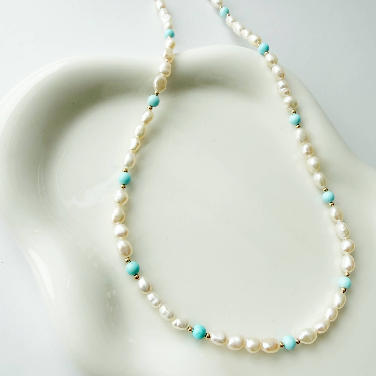 Islander Pearl Beaded Necklace • Gold Filled