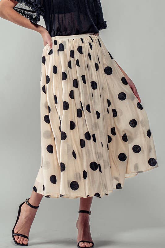 Polka Dot Midi Skirt • Cream