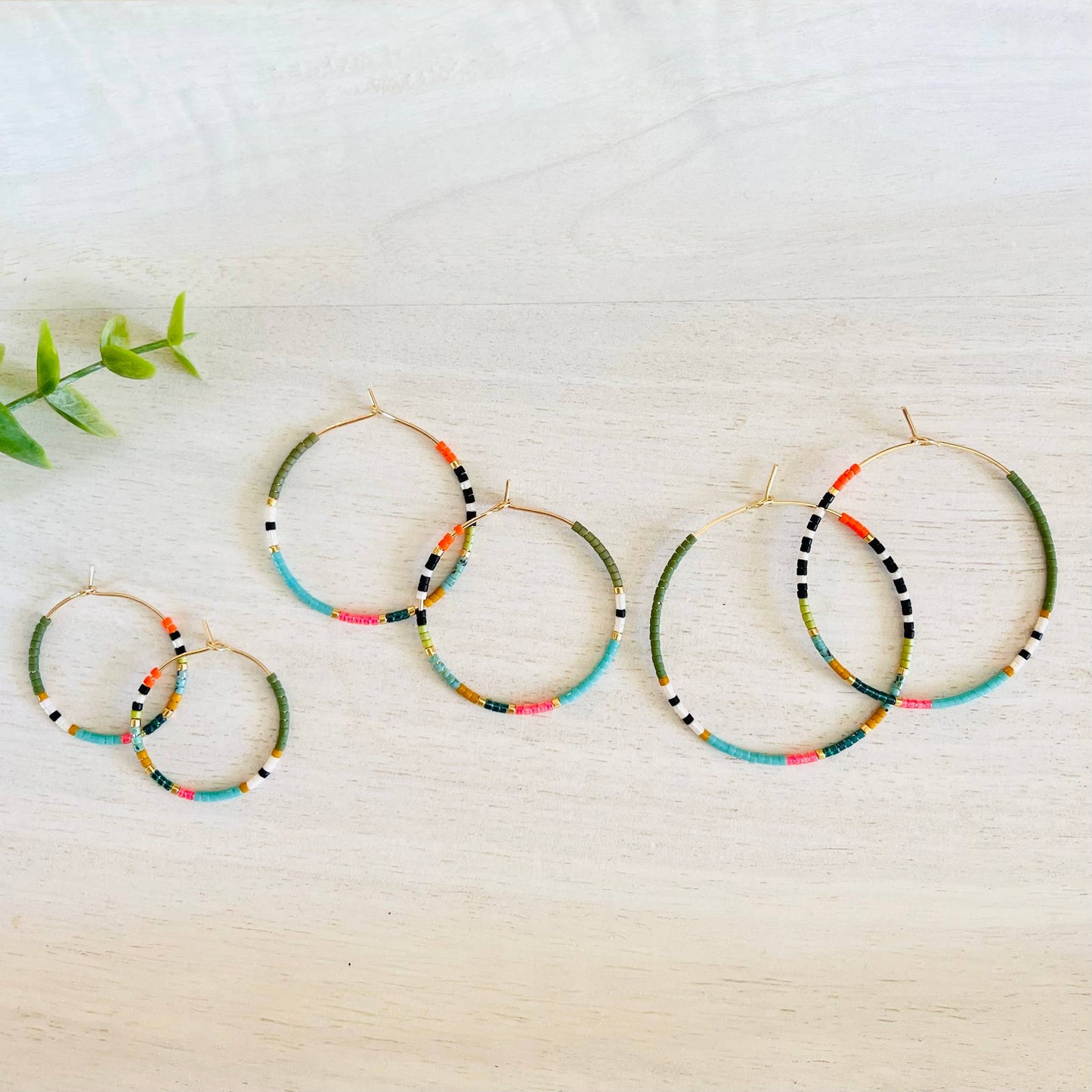 Beaded Hoop Earrings • Pie in the Sky • Pick Your Size