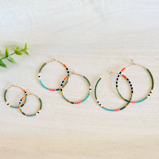 Beaded Hoop Earrings • Pie in the Sky • Pick Your Size
