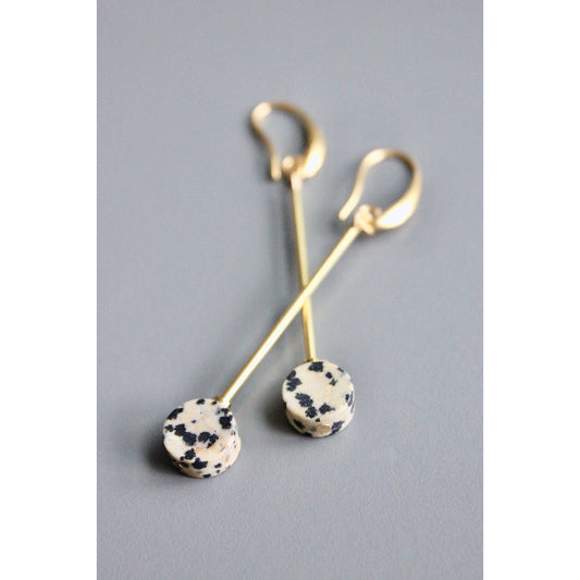 David Aubrey • Dangle Earrings • Dalmatian Jasper Brass