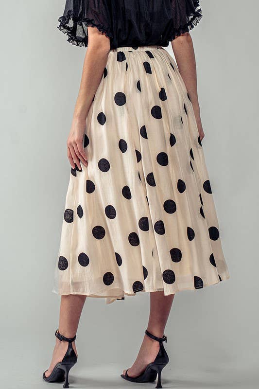 Polka Dot Midi Skirt • Cream