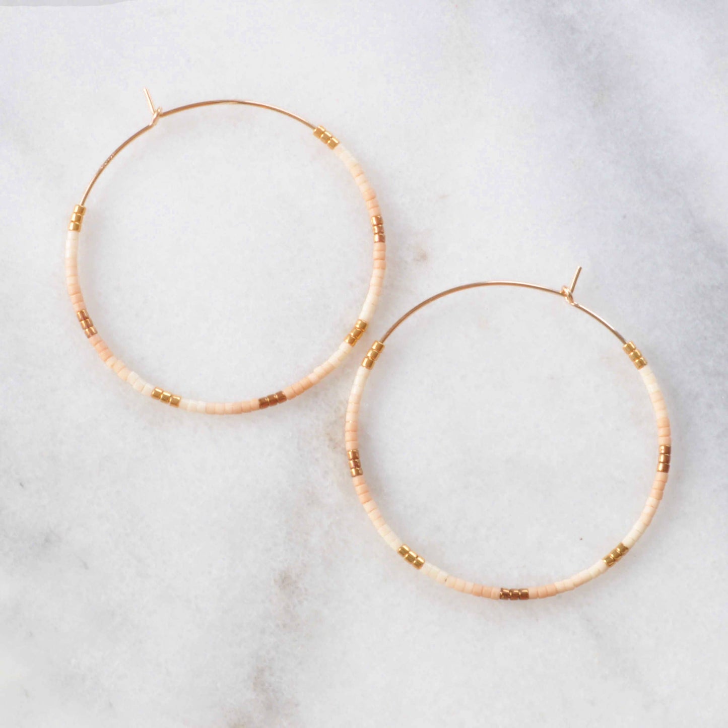 Gold Filled Hoops with Tiny Glass Seed Beads: Noir
