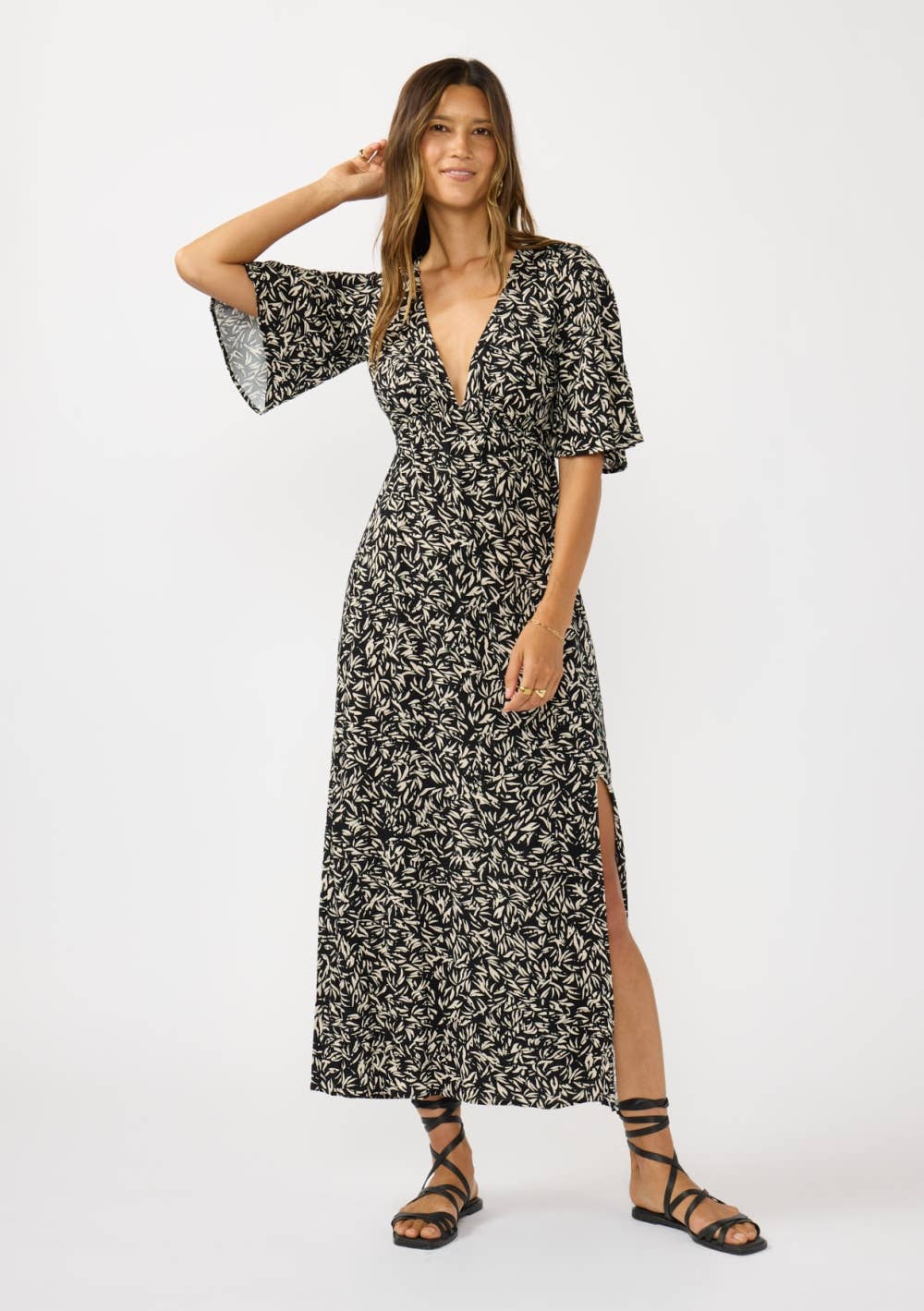 Floral Empire Waist Maxi Dress • Black