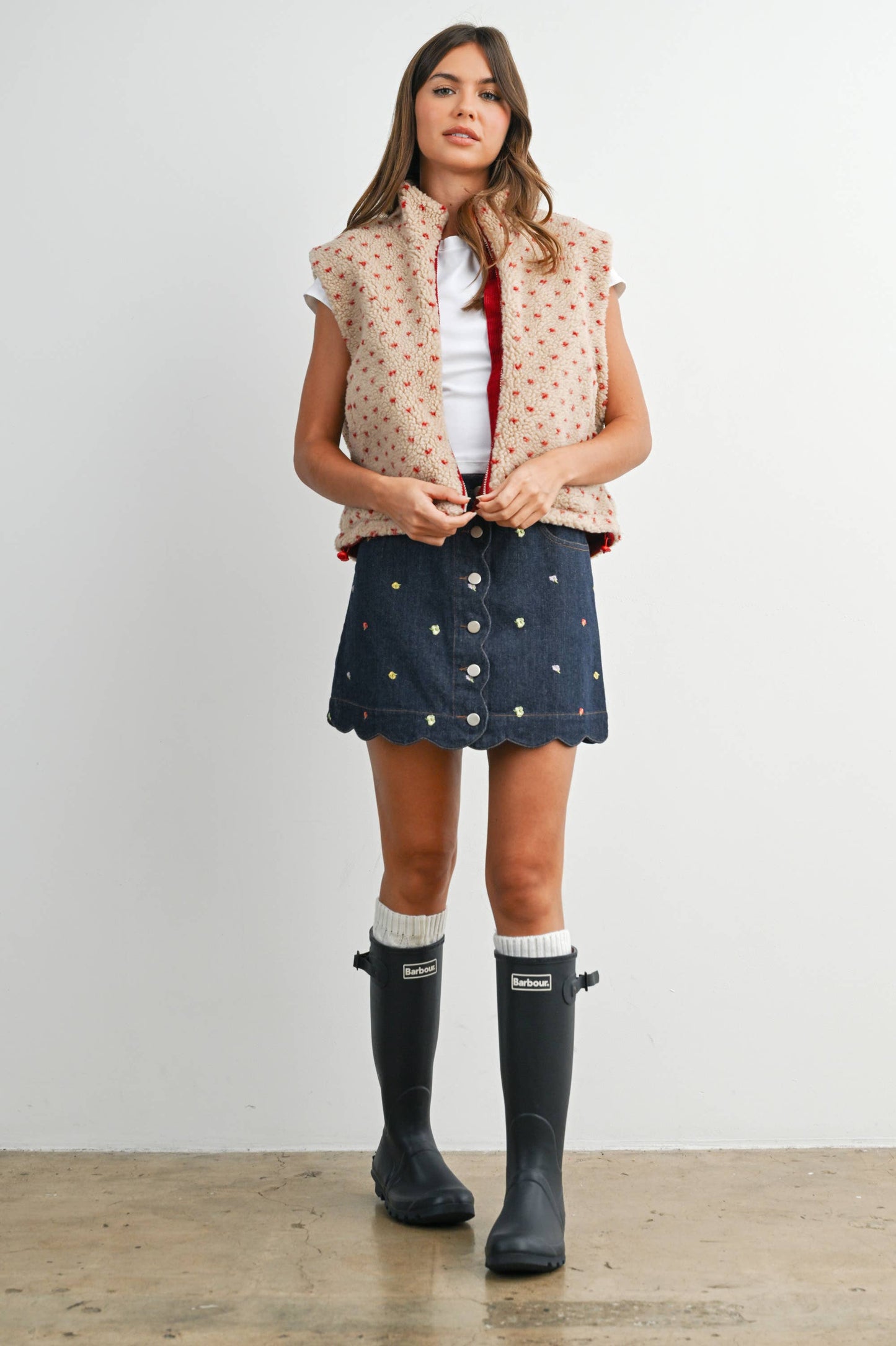 Fleece Vest • Tan & Red