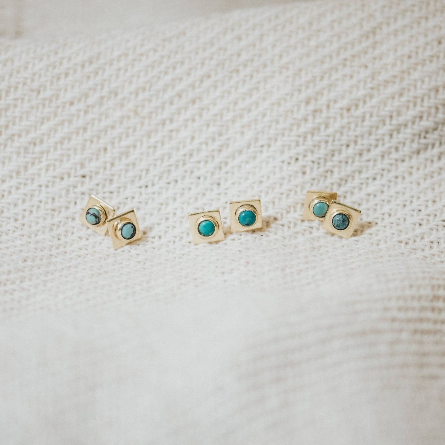 Finn Stud Earrings • Brass & Turquoise