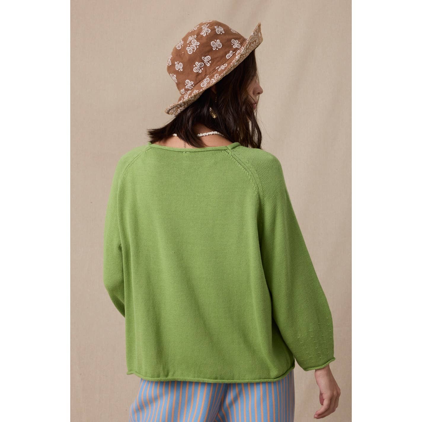 Lightweight Cotton Sweater • Lime