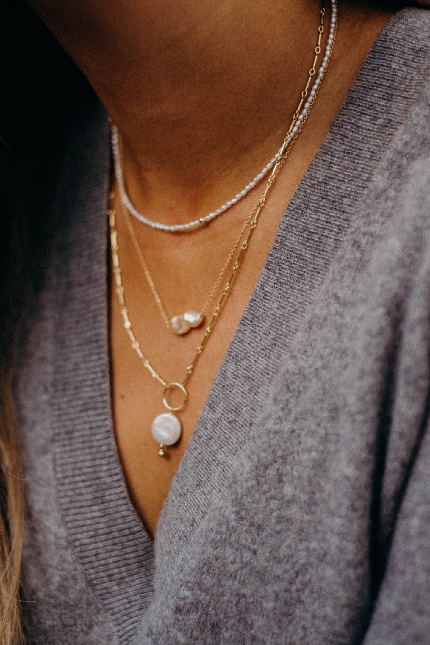 The Swell Life • Tiny Pearl Choker Necklace • 14K Gold Fill