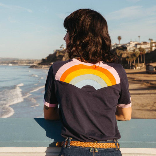 The Bee & The Fox • Rainbow Ringer Tee • Navy