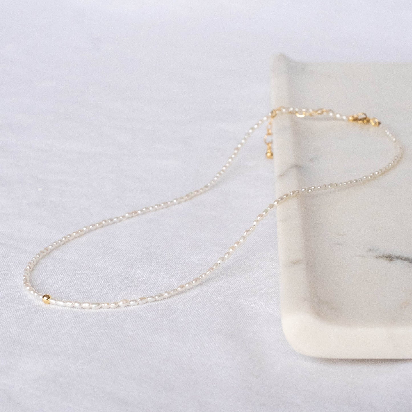 The Swell Life • Tiny Pearl Choker Necklace • 14K Gold Fill