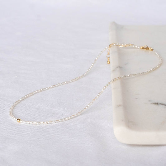 The Swell Life • Tiny Pearl Choker Necklace • 14K Gold Fill