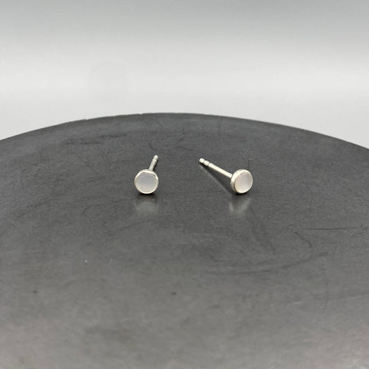 Small Mother of Pearl Stud Earrings • Sterling Silver