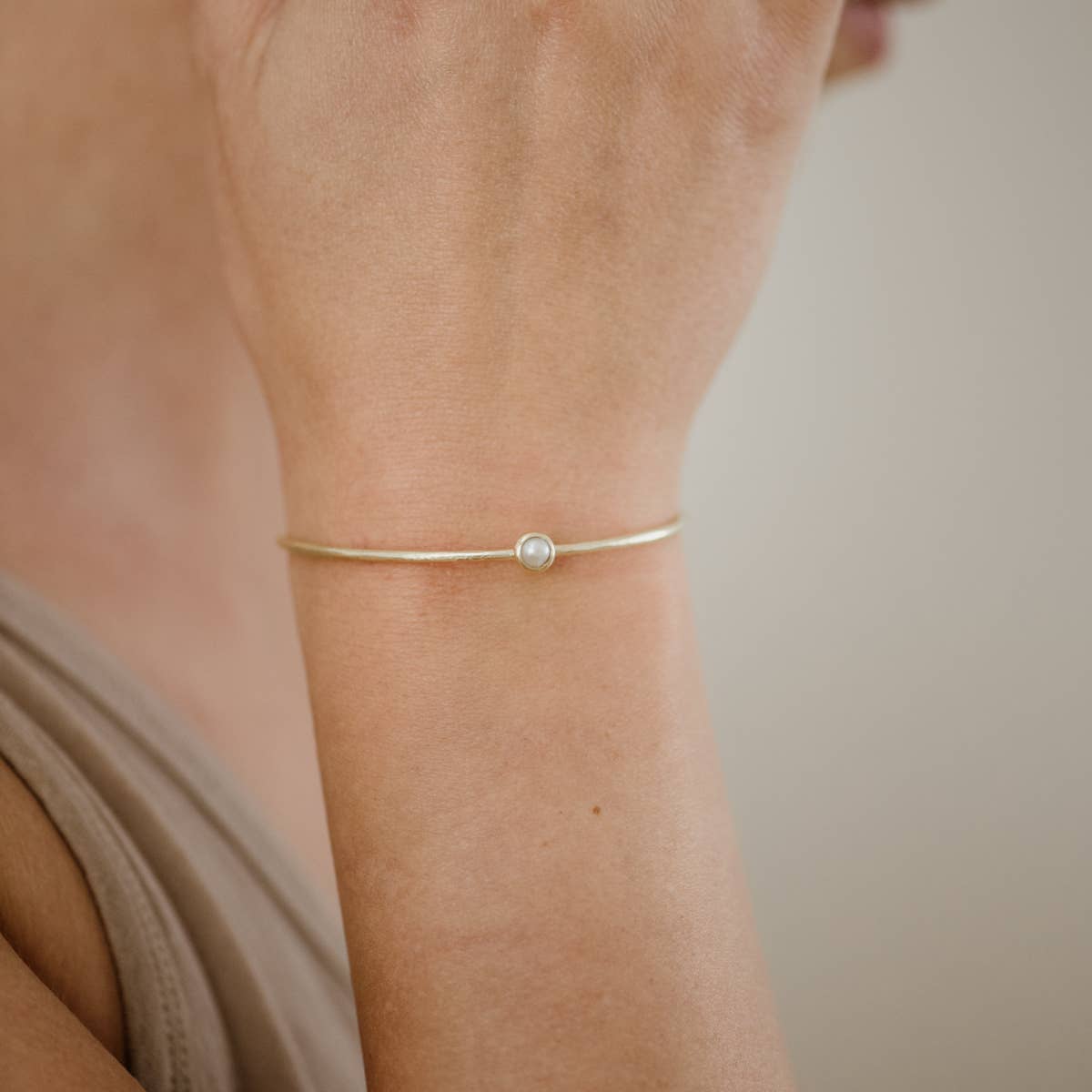 Common Form • Hyalite Stacker Cuff Bracelet • Brass & Pearl