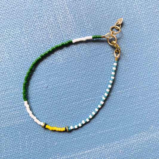 Alice Rice • Thinnest Line Beaded Bracelet • Fairway Green