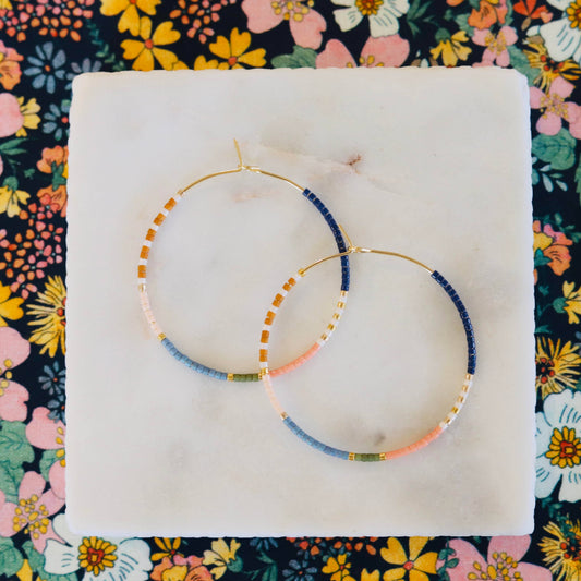 Beaded Hoop Earrings • Pocket Full of Posies • Large