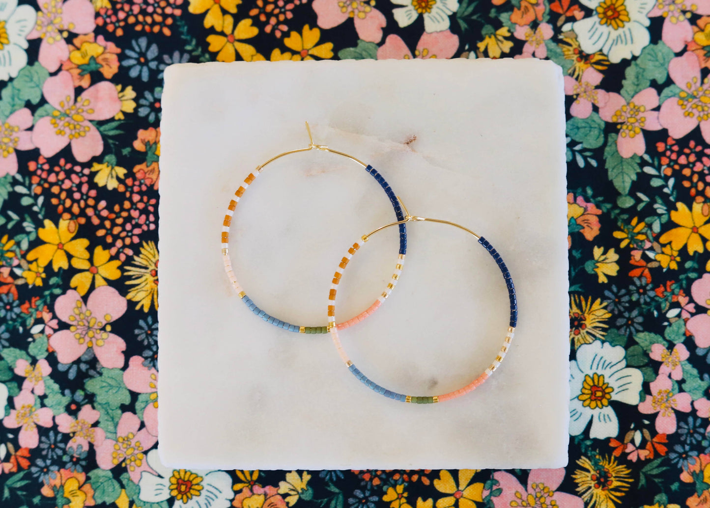 Beaded Hoop Earrings • Pocket Full of Posies • Pick Your Size