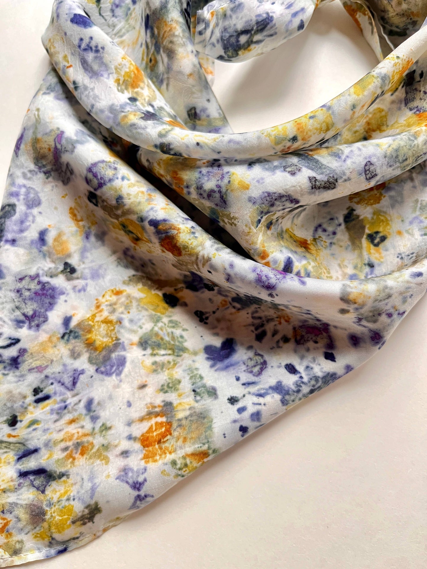 Vive Textiles • Naturally Dyed Silk Bandana Scarf • Midnight Garden