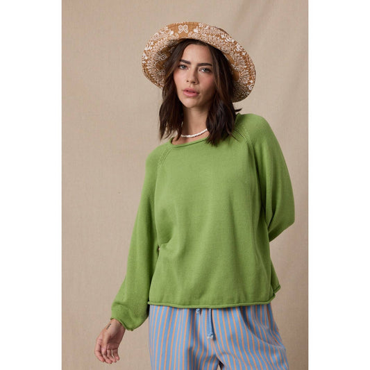 Lightweight Cotton Sweater • Lime