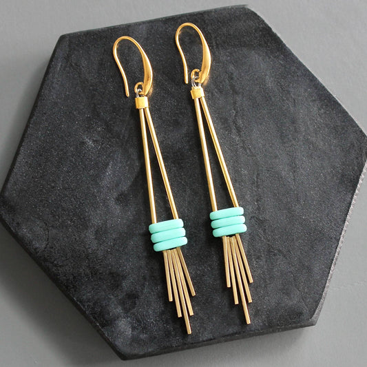 KYLE70 matte turquoise fringe earrings