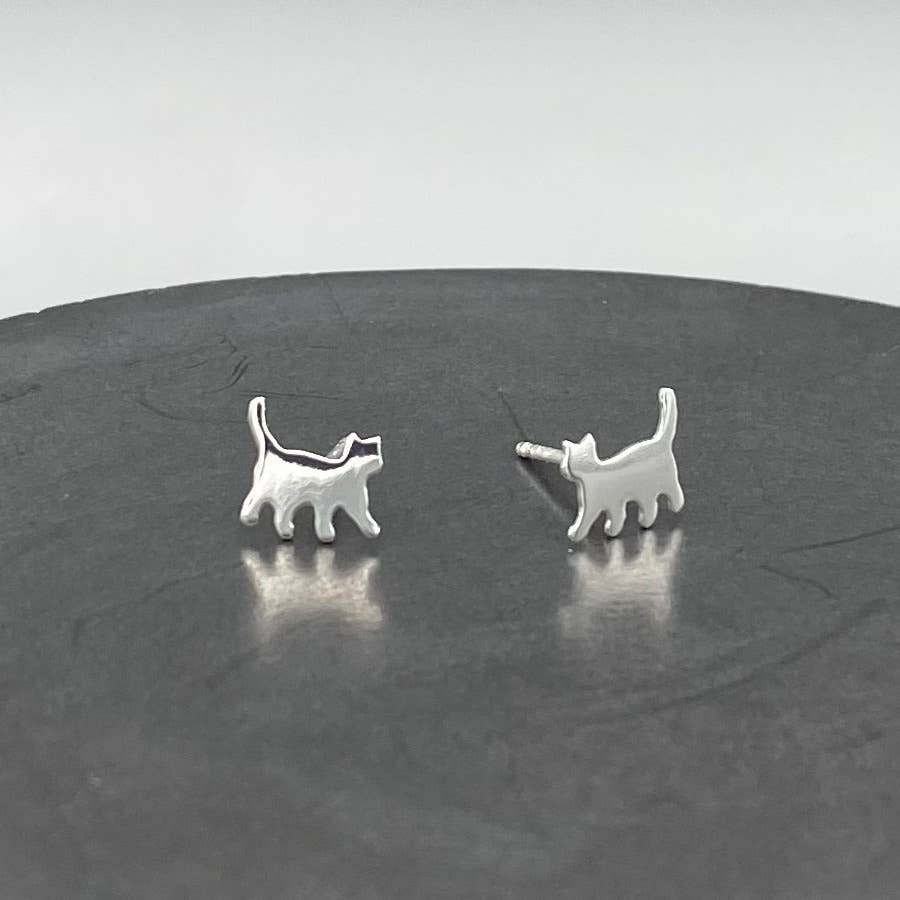 Pixie Cat Stud Earrings • Sterling Silver