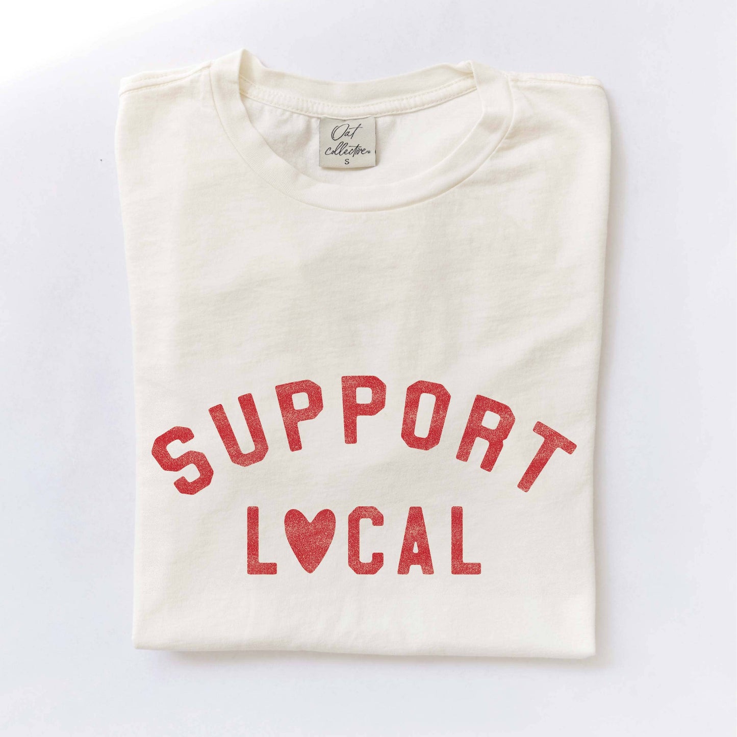 Support Local Mineral Washed Graphic Top • Cream