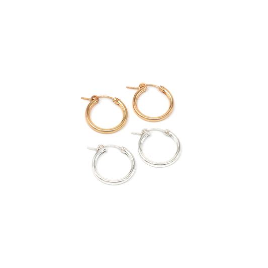 Huggie Hinge Hoops • Medium • 14K Gold Fill or Sterling Silver