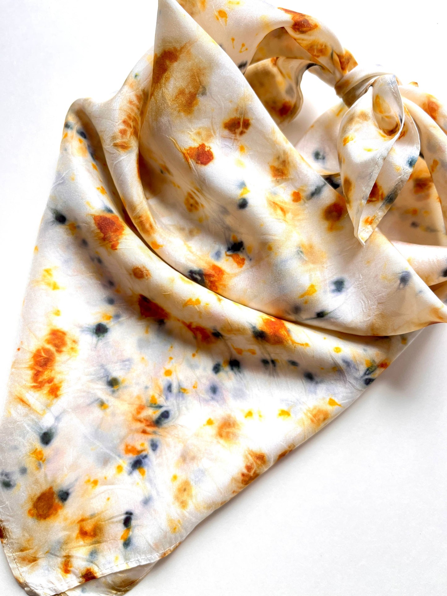 Vive Textiles • Naturally Dyed Silk Bandana Scarf • Rust + Sky