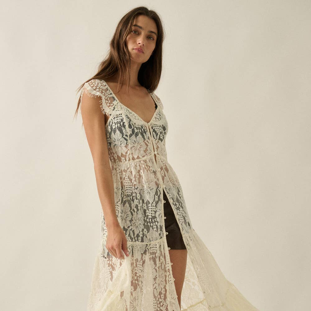 Sheer Lace Maxi Top • Cream