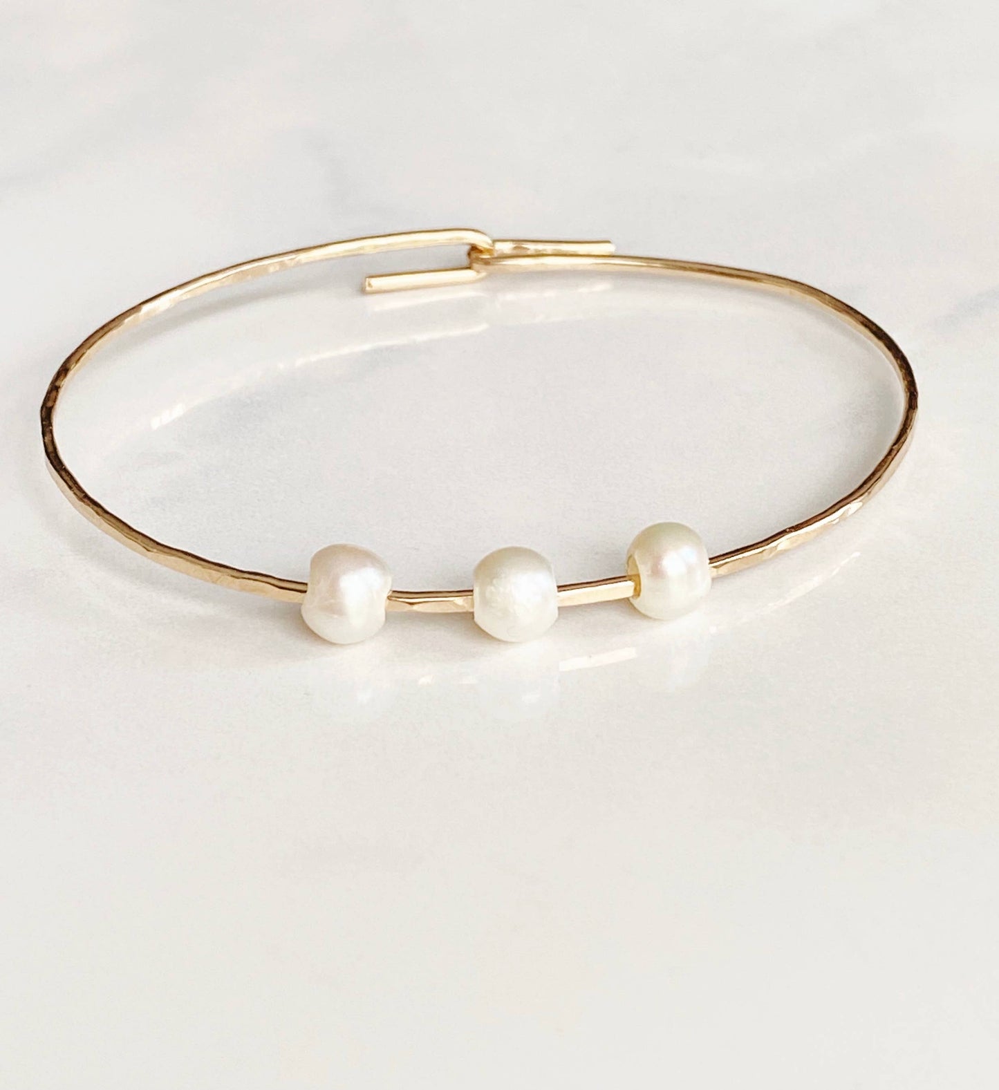 Sliding Pearl Cuff Bracelet • Gold Filled