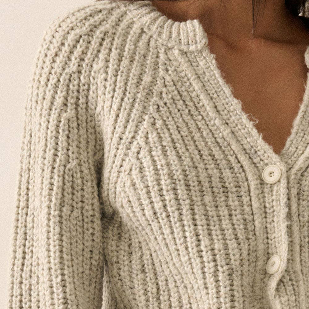 Crop Cardigan Sweater • Heather Cloud Confetti