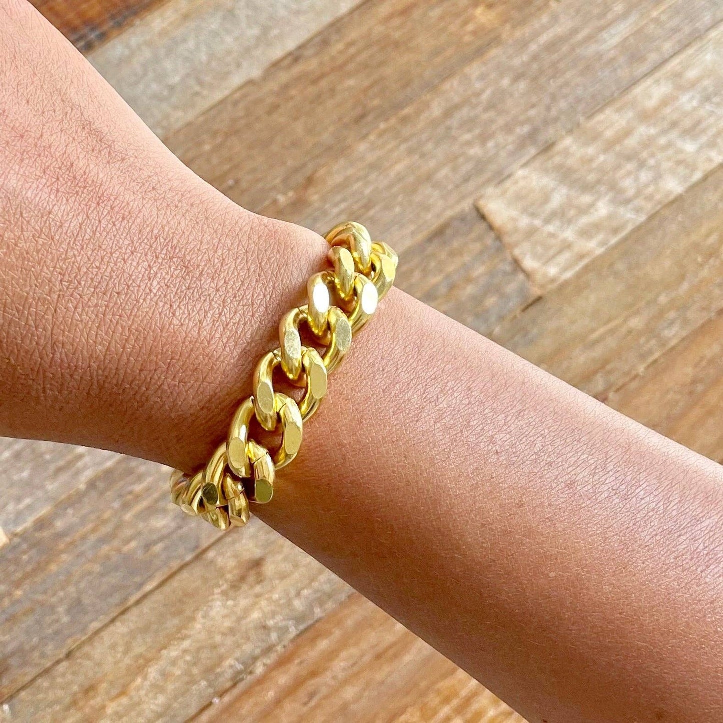 David Aubrey • Statement Curb Chain Bracelet • Matte Gold