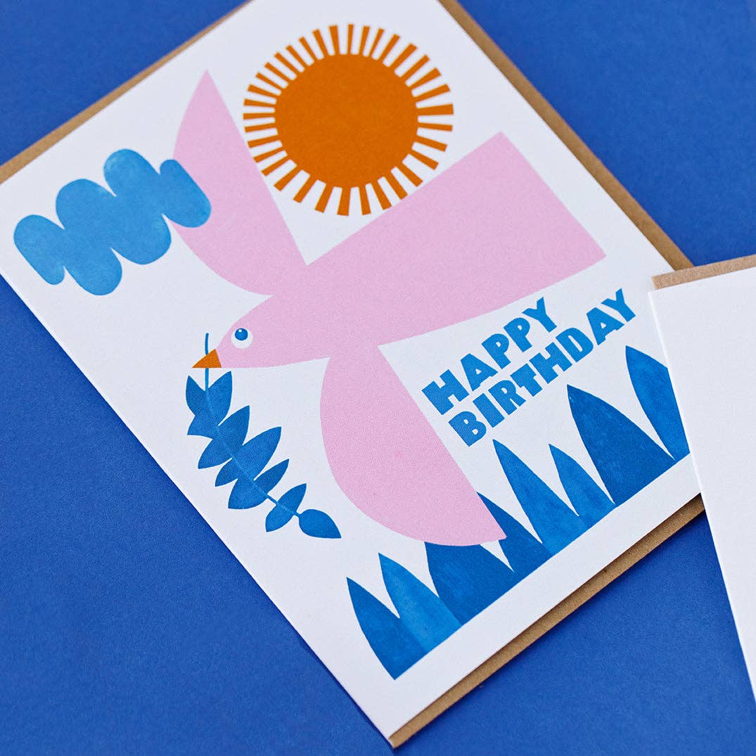 Lisa Congdon • Happy Birthday Pink Bird Greeting Card