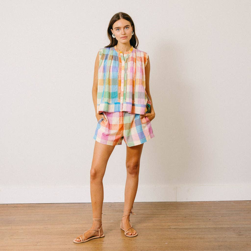 Plaid Augustine Top • Rainbow
