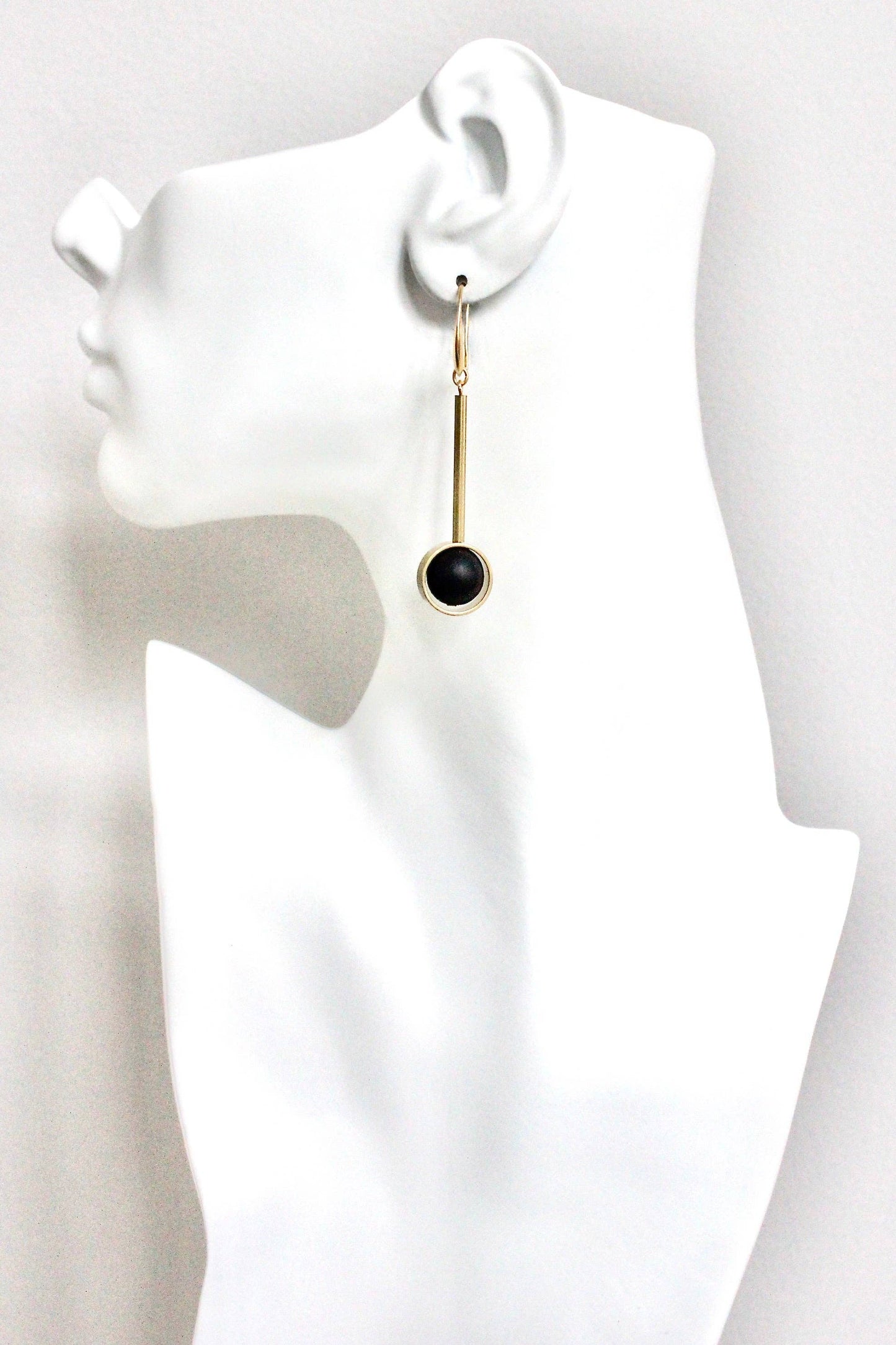 David Aubrey • Glass Bead Earrings • Brass • Jet Black