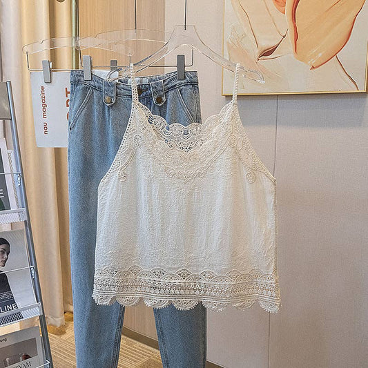 Embroidered Lace Camisole Beige