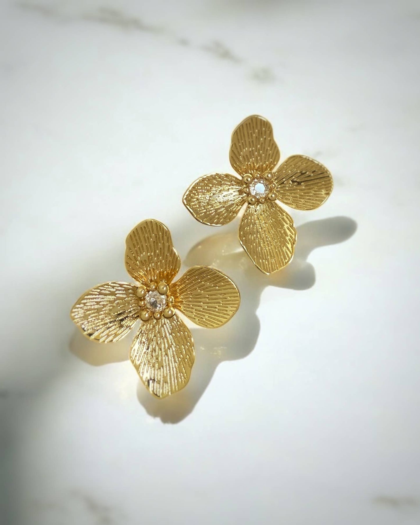 Flower Bloom Statement Earrings • Gold Filled