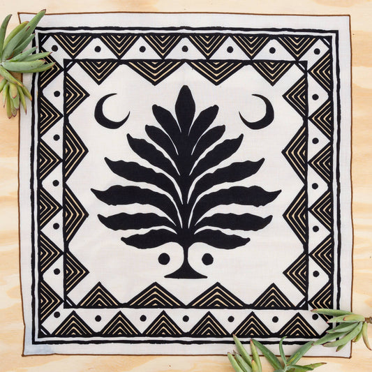 Organic Cotton Bandana • The Bloom • Black & Cream