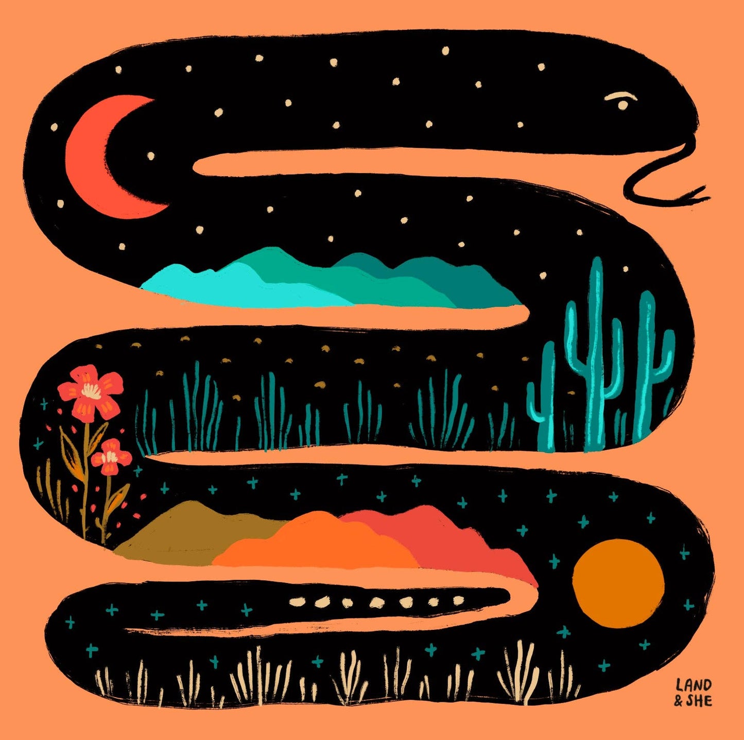 Land & She • Inky Snake • Art Print 8x8