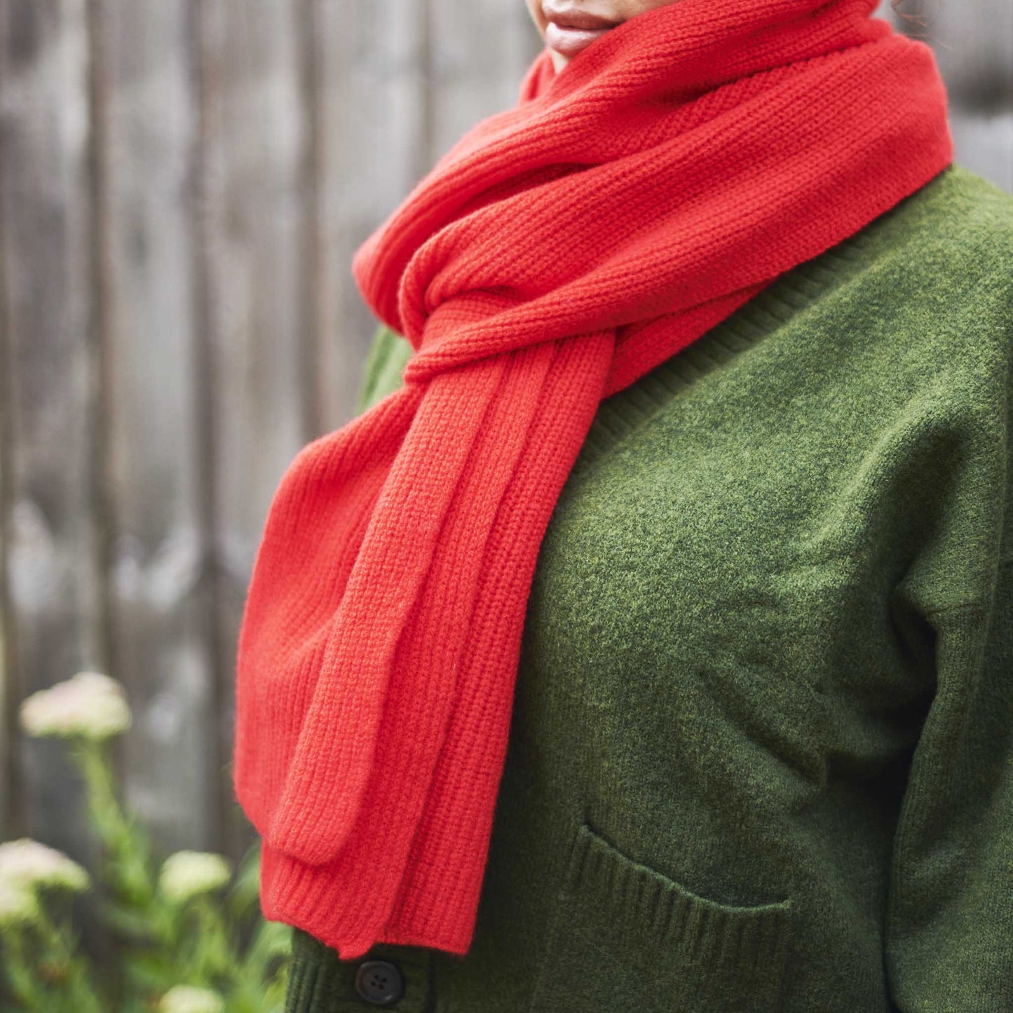 Ribbed Lambswool Scarves Scarlet Red