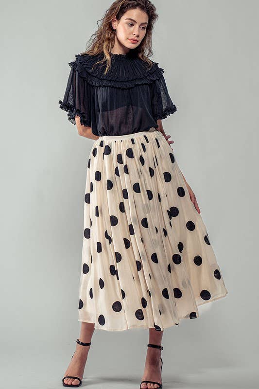 Polka Dot Midi Skirt • Cream