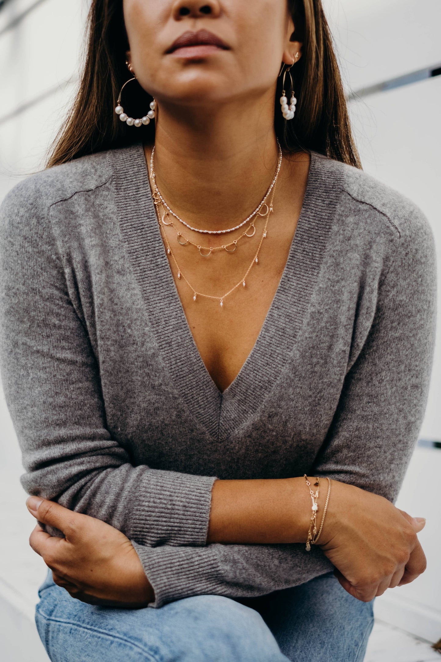 The Swell Life • Tiny Bead Choker Necklace • Pearl & 14K Gold Fill