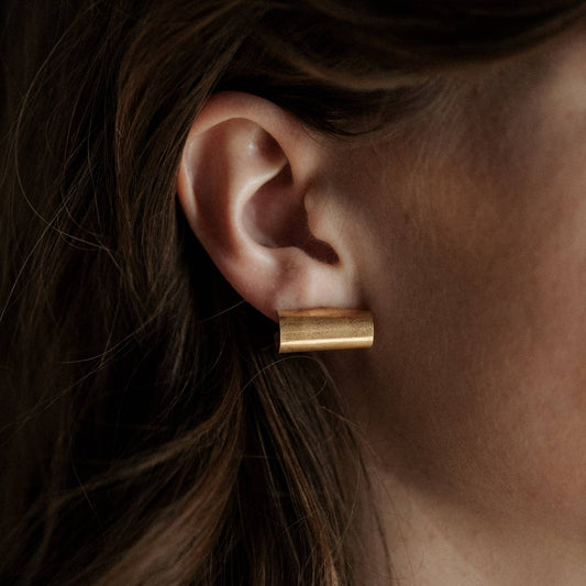 Common Form • Barrel Hoop Earrings • Brass