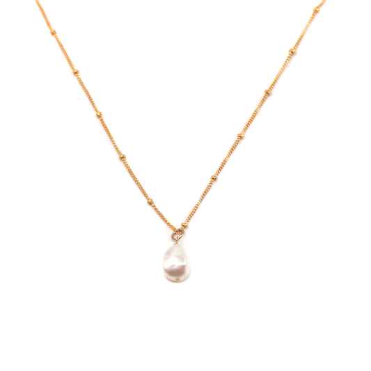 Pearl Necklace • Dotted Satellite Chain • 14K Gold Fill