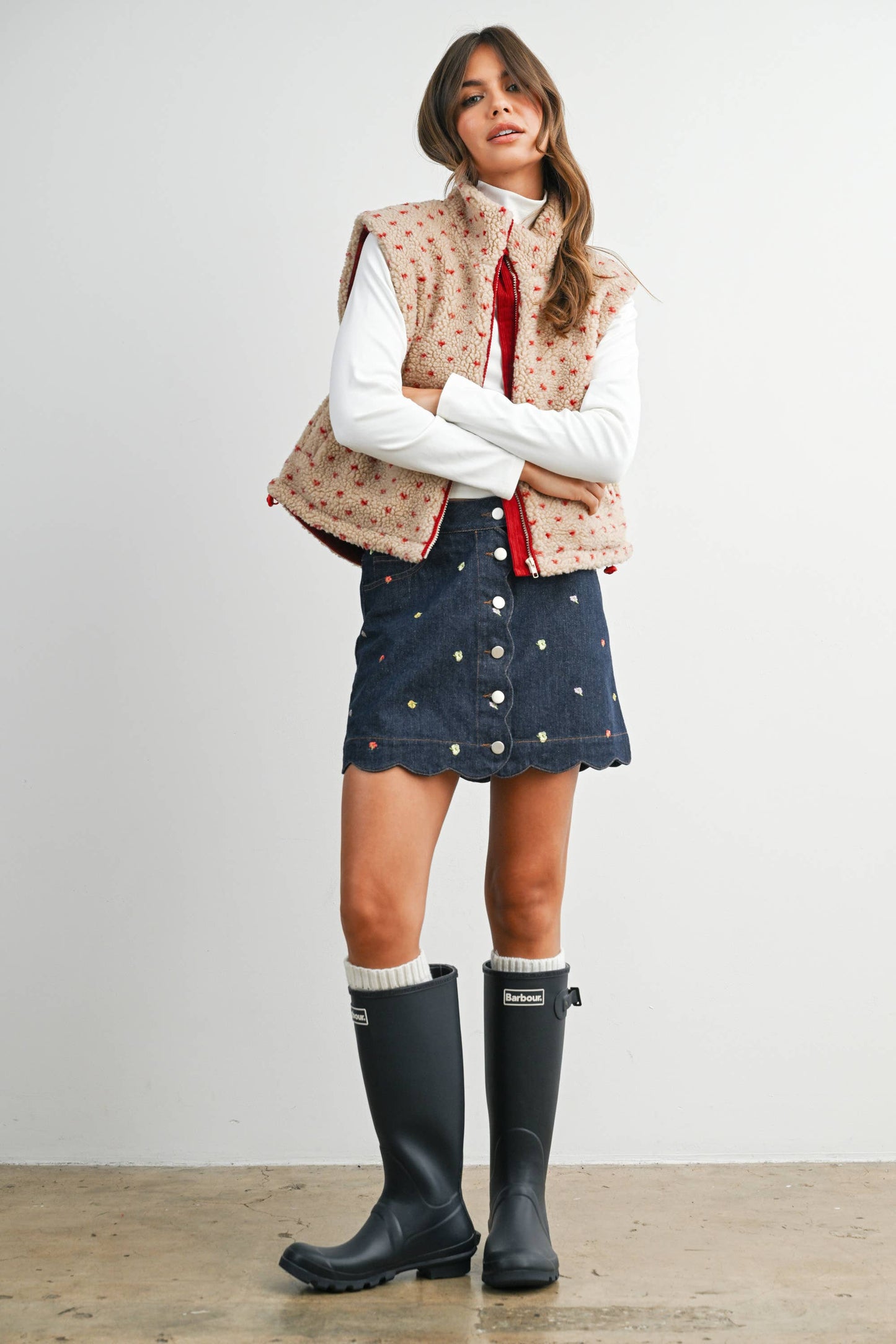 Fleece Vest • Tan & Red