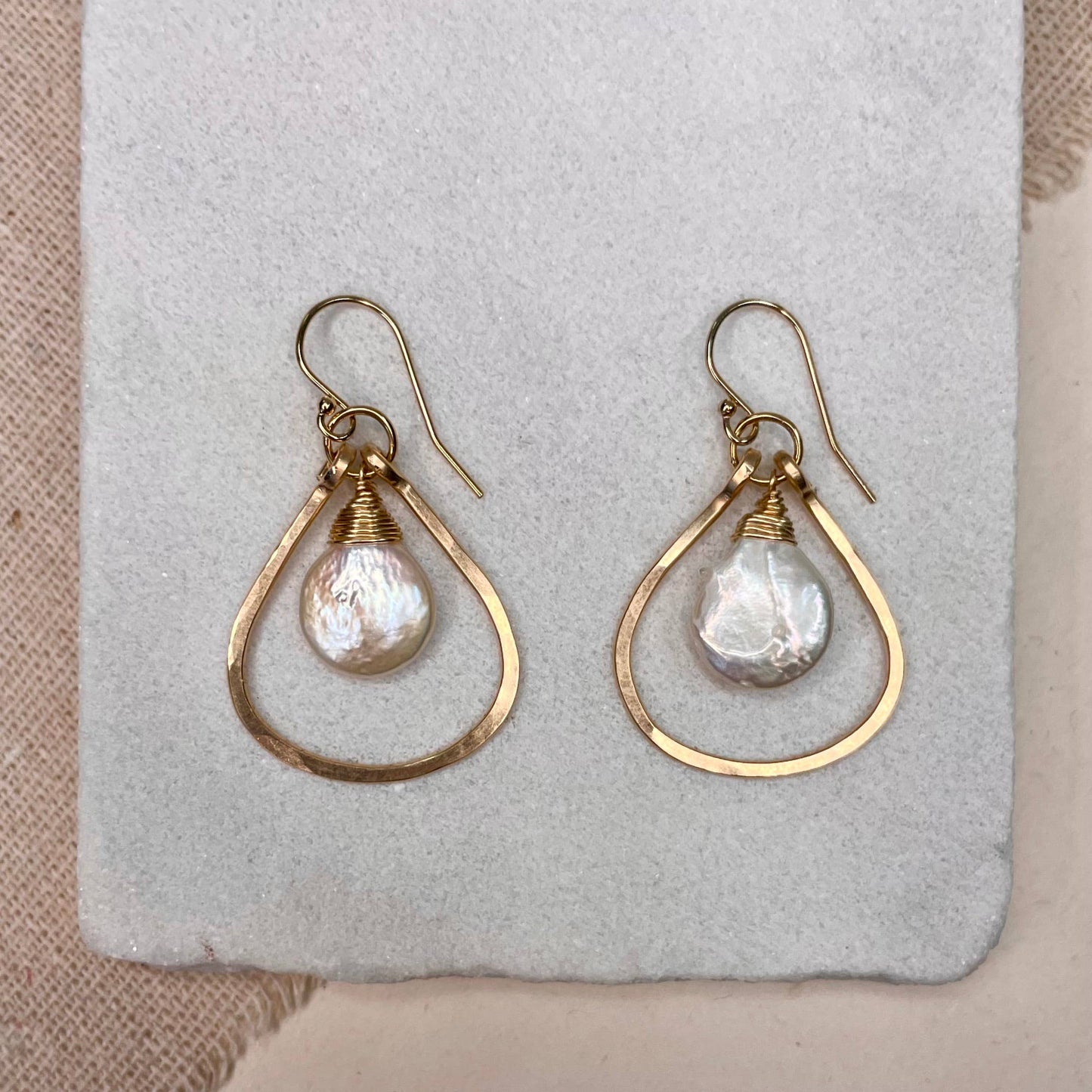 Pearl Mini Teardrop Earrings • Sterling Silver