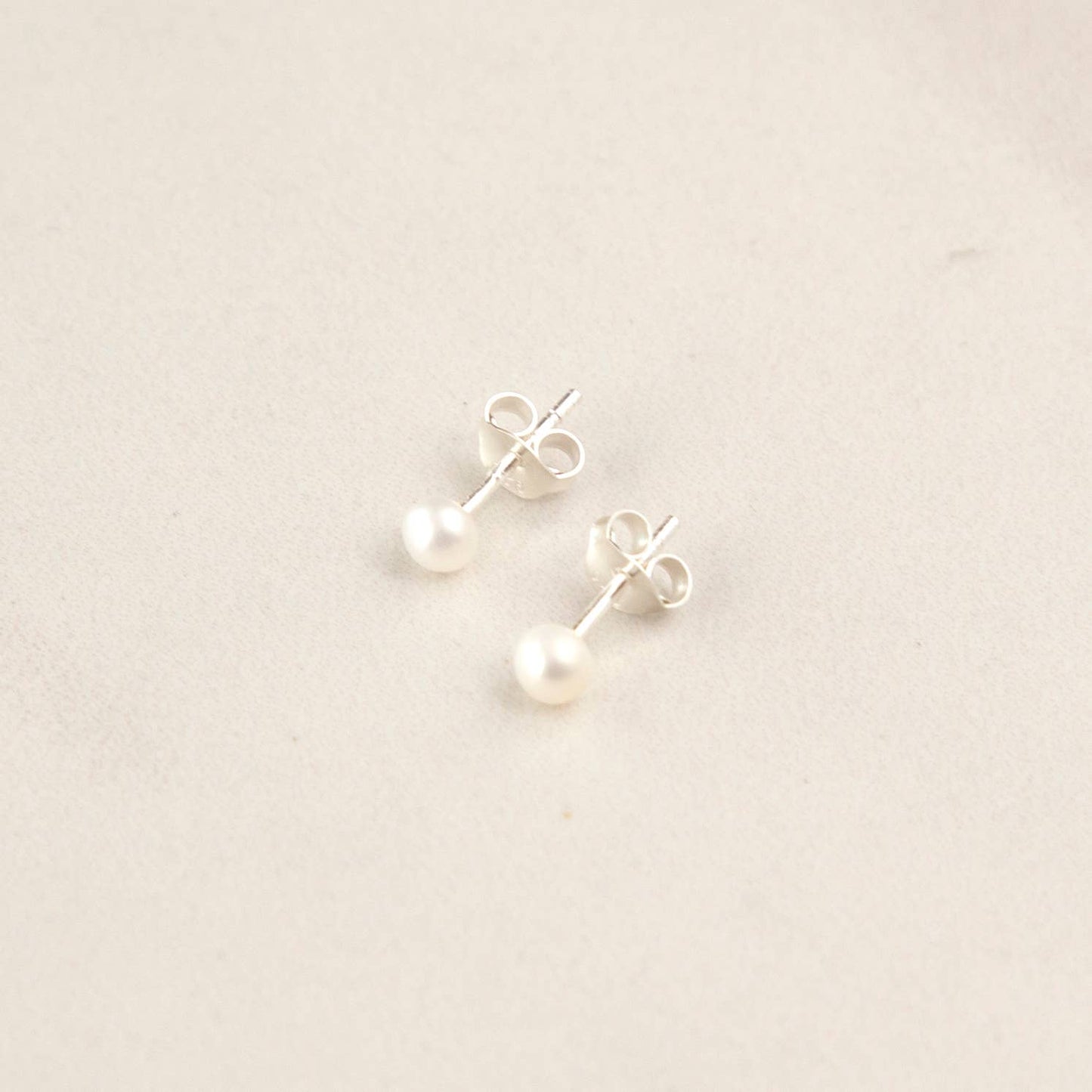 Small Pearl Stud Earrings • Sterling Silver
